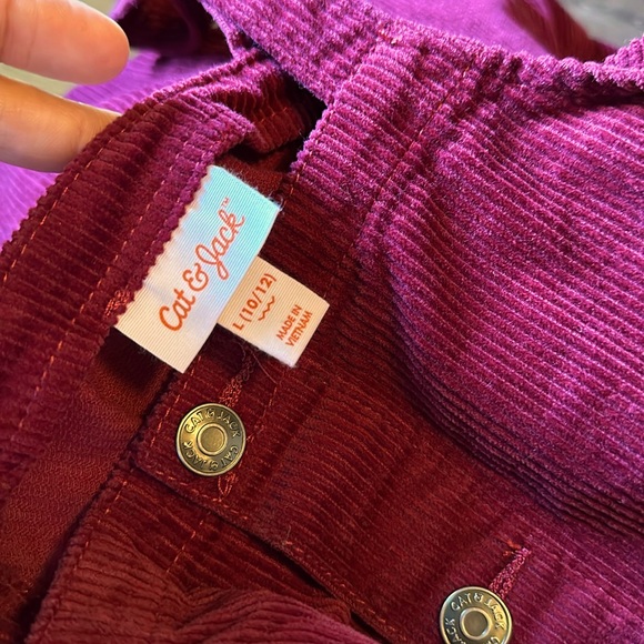 Cat & Jack Kids Burgundy Corduroy CottonJumpsuit Dress with Pockets Sz 10/12 New - Picture 3 of 5